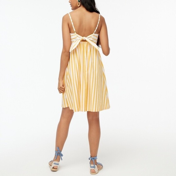NWT J. Crew Strappy Tie Back Sundress in Marigold Stripe size 12 Coastal - Picture 2 of 16